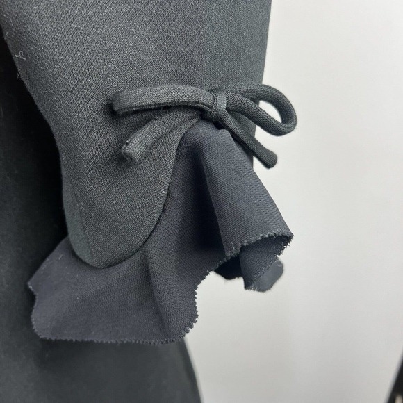 Kate Spade Black Flare Bell Sleeve Sheath Dress Size 2 Exposed Gold Zipper - Picture 4 of 10